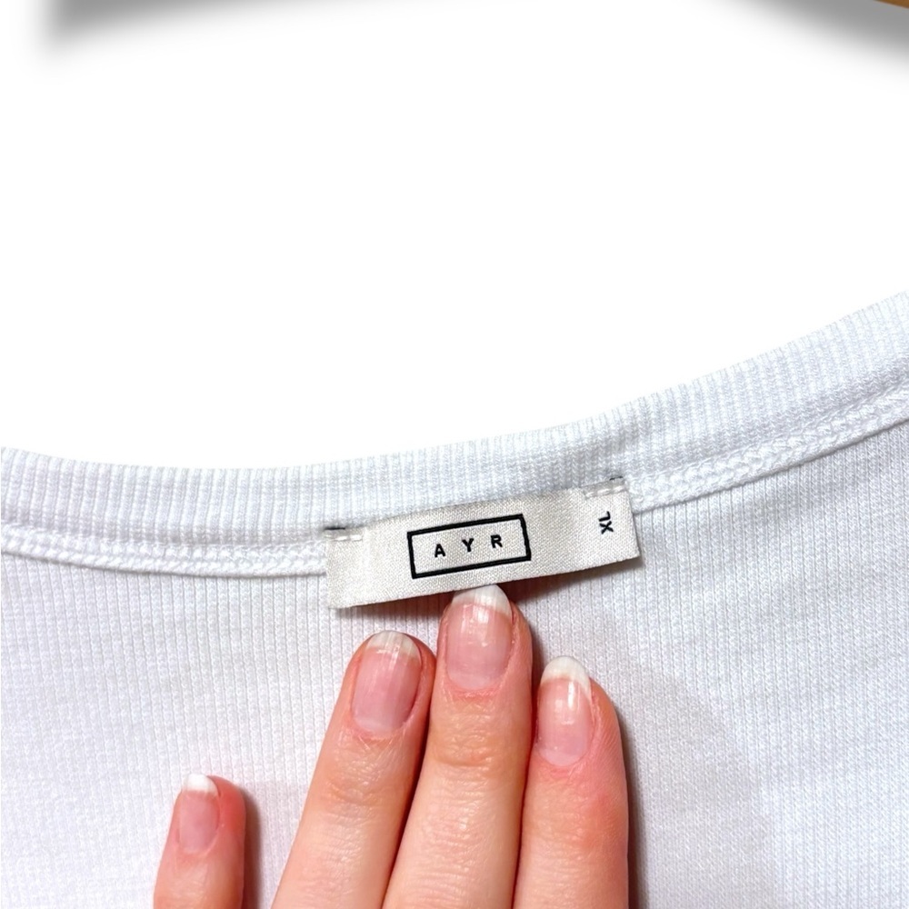 AYR The Open Ended Tee Classic White Long Sleeve Cotton T-Shirt Size XL - Picture 3 of 6